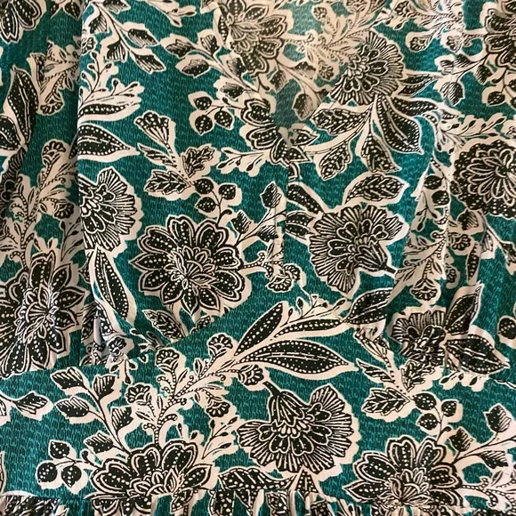 LOFT Teal and Black Floral Mini Dress - Picture 3 of 6